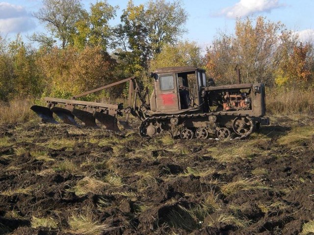 Трактор завода ХТЗ на нашем огороде,поднимает целину...Троицкое,конец сентября 2011 г..jpg